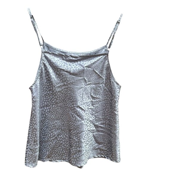 Glam Satin Grey Leopard Print Cami Top‎ Adjustable Straps Party Fairy Size S - Picture 3 of 5